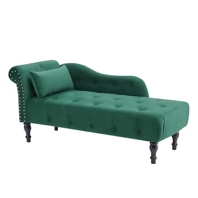 Comfortable Chaise Daybed Fabric Lounge Chair Wood Legs Chaise Longue Sofa Bench • £249.95