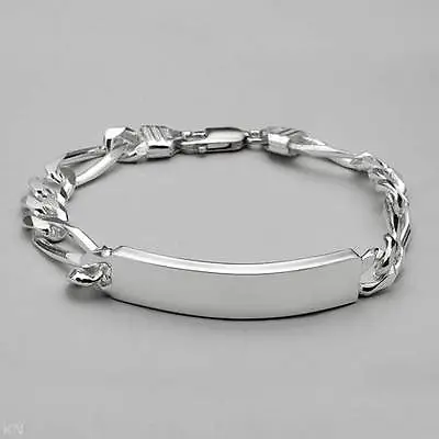 Made In Italy Gentlemens 8  ID Bracelet Crafted In 925 Sterling Silver 36.8g • $149.99