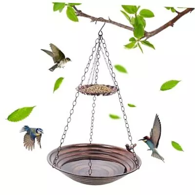 13” Bird Bath Hanging Bird Baths For Outdoors Garden Decor Metal Vintage Copper • $36.65