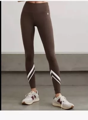 Tory Burch Sport Weightless Chevron Leggings Women M Brown Active Workout • $47