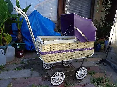 DOLLS PRAM WICKER TYPE 1950's ERA ? ? VINTAGE ANTIQUE NICE CONDITION • $200