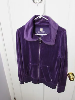 Michael Kors Silver Zip Front Velour Blue Velvet Top Jacket Womens Size M • $16.77