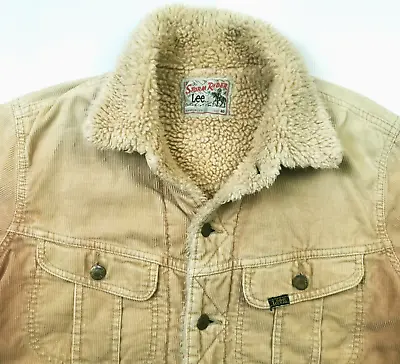 HOT Men LEE STORM RIDER SANFORIZED SHERPA LINED KHAKI CORDUROY Denim JACKET 40 S • $98