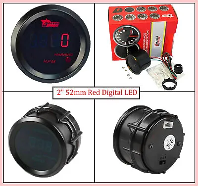 NEW 2  52mm Red Digital LED Elec 0-9999 RPM Tachometer Tacho Gauge Car Dragon US • $22.49