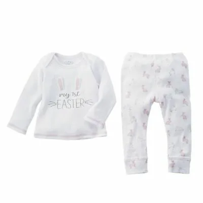 Mud Pie Kids Baby Girl Infant My First Easter Bunny 2-Piece Pant Set 0-3 Months • $17.77