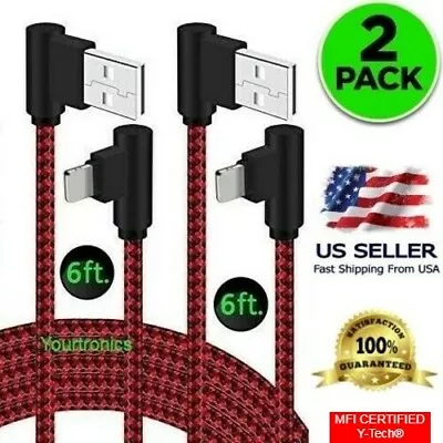 2 PACK 6ft 90 Degree Right Angle Fast Charging Cable Quick Charger Charge Cord  • $8.94