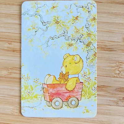Vintage 70s Swap Card Sarah Kay ? Teddy Red Wagon White Background Blank Back • $9.95
