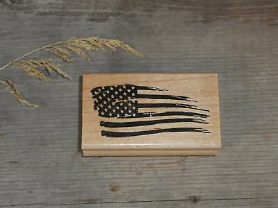 Tattered Flag Mounted Rubber Stamp - United States Of America #29 • $12.95