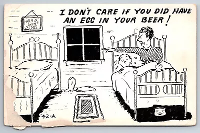 Vintage Postcard Funny Humor Cartoon Man Woman Bed Beer ~13316 • $2.15