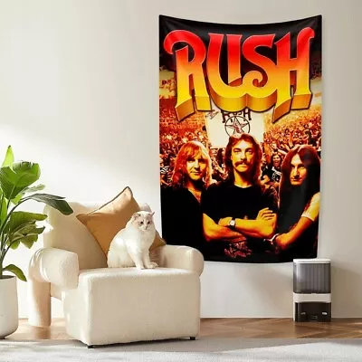 RUSH Rock Band Large Fabric Tapestry Wall Art Hanging Banner Room Decor 36x60'' • $21.79