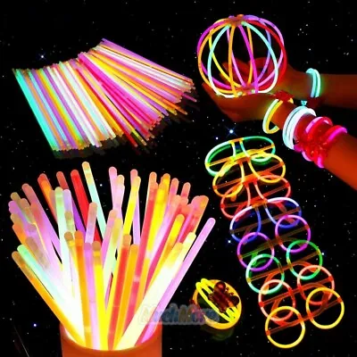 300x 8  Glow In The Dark Sticks 8 Colors Bracelets Necklaces Party Favors Pack • $27.99