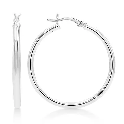 925 Sterling Silver 3mm Hoop Earrings High Polished - 40mm (1 1/2 ) Diameter • $15.55