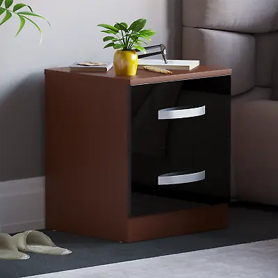 High Gloss Chest Of Drawers Bedside Cabinet Wardrobe Dressing Table Walnut Black • £19.99