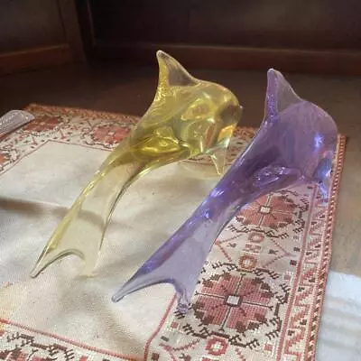 Murano ? Glass Venetian Object Art Glass Antique Dolphin 2 Sets • $270.03