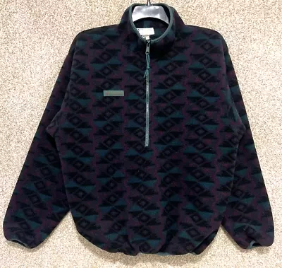 Vintage 90s Columbia Mens Aztec 1/2 Zip Fleece Pullover Jacket Size Medium USA • $39.99