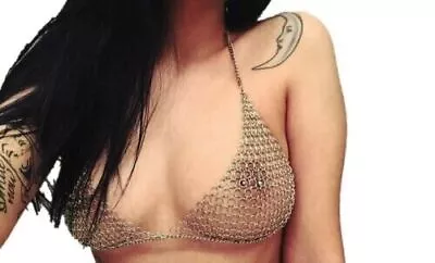 Handmade Chain Mail Cosplay Medieval Sexy Antique Women Bra Costume Hot • $77.19