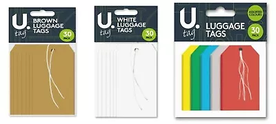 Gifts TAGS LUGGAGE LARGE CARD STRING Blank Tie On Labels Travel Suitcase Bag • £3.48