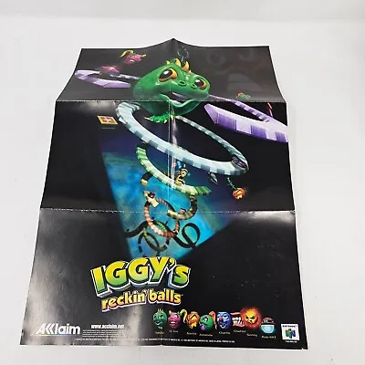 Iggy's Reckin Balls Poster Original Nintendo 64 N64 POSTER ONLY Promo Insert • $19.95