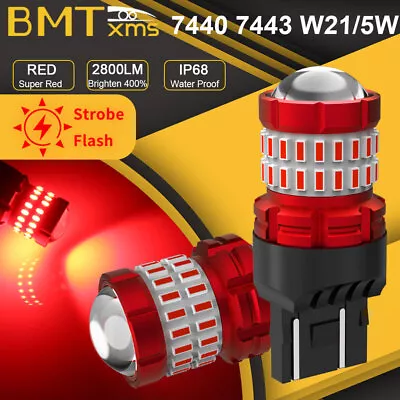 7443 7444 LED Red Brake Tail Light Bulb Flash Strobe For Toyota Camry Corolla • $12.82