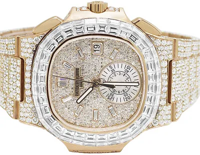 Patek Philippe Nautilus 18K Rose Gold 5980/1R-001 Iced Diamond Watch 27.75 Ct • $284500