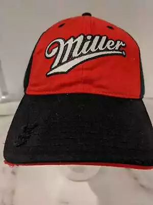 Miller High Life Baseball Cap Embroidered Red & Black Hook & Loop Adjustable NWT • $5.25