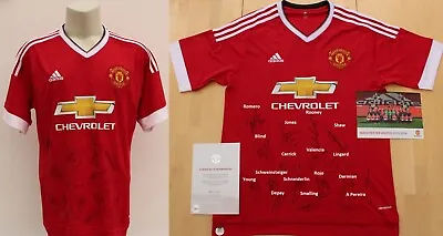 2015-16 Manchester United FA Cup Winners Home Shirt Squad Signed Official COA • £360