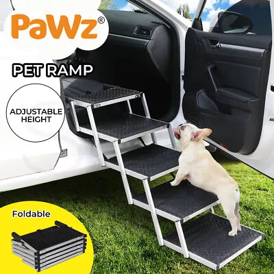 Pawz 5 Steps Dog Ramp Adjustable Height Stair Car Dog Folding Portable Aluminium • $99.99