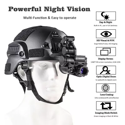 £365.99 • Buy Head-mounted Night Vision Scope Sight Infrared 850NM Red Laser IR Video Record