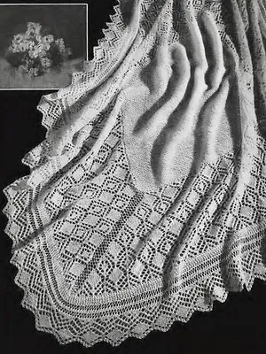 Cb22 - Knitting Pattern - Truly Vintage 2-ply Baby's Cot Blanket / Babies Shawl. • £1.99