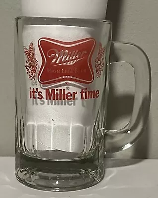 It’s Miller Time Glass Beer Stein Mug 1990’s Miller  High Life Beer 5” • $14.95