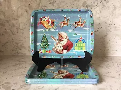 Daher Decorated Ware Santa Reindeer Metal Tray 6” X 8” England PRICED EACH • $6.95