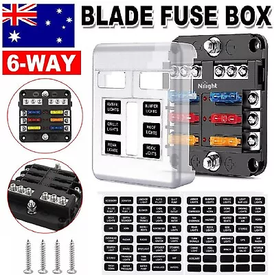 Blade Fuse Box Block 6 Way 12V 24V Holder LED Indicator Car Auto Van Boat Marine • $29.99