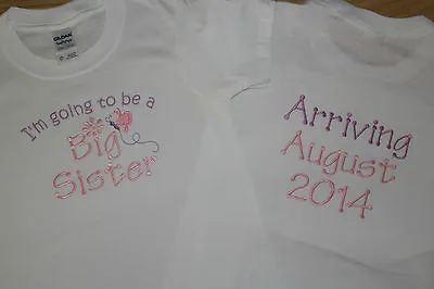  I'm Going To Be A Big Sister T-shirt -Butterfly With Arriving Date On Back • £10.99