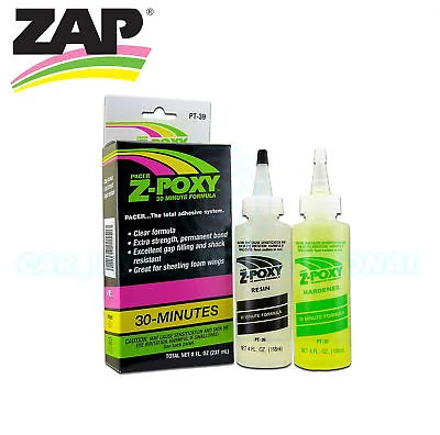 Zap Glue - Z-Poxy 2 Part 30 Minute Epoxy Set - 8oz Pack - PT39 • £21.35