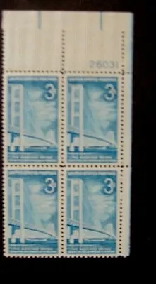 #1109 Mackinac Bridge Plate Block Of 4 Mint NHOG Pick Plate #/location • $1.29