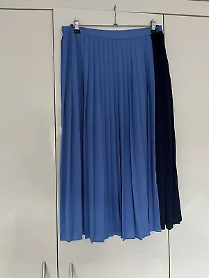John Lewis Pleated Floaty Blue/Navy Skirt Size 14 • £9.99