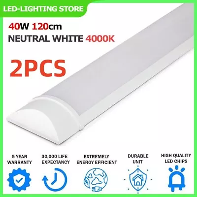 2PCS 4FT LED Strip Lights Batten Tube Light Office Garage Ceiling Lamp Daylights • £12.99