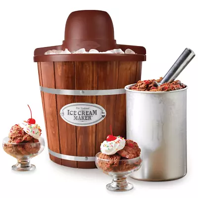 Ice Cream Machine Yogurt Maker Soft Serve Electric Frozen Flavors Vintage Wooden • $58.99