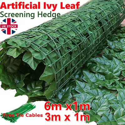 3-6M Artificial Hedge Roll Fake Ivy Leaf Garden Fence Privacy Screen Wall Panel • £14.50