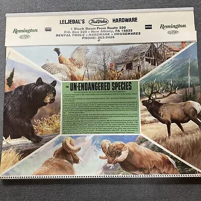 Vintage Remington 1985 Wildlife Calendar Tom Beecham Prints True Value • $15.99