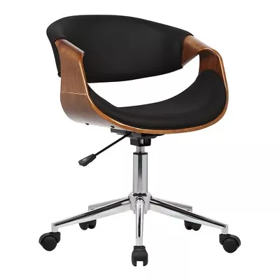 Armen Living Geneva Office Chair In Black Faux Leather And Chrome Finish • £120.64