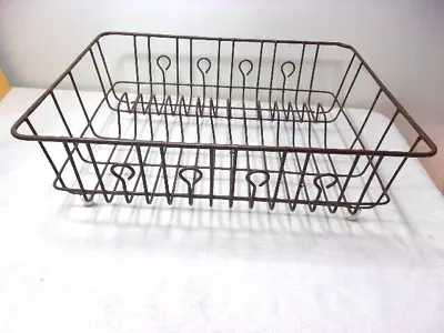 Vintage Rubbermaid Brown Dish Drainer Rack Rubber Coated W Glass Holders 17.5 • $23.95