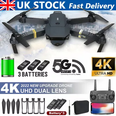 6K HD Drone Dual Camera WIFI FPV GPS Foldable 3 Batteries Selfie RC Quadcopter • £24.29