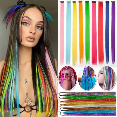 Women Kids Colorful Hair Extensions For Festival Braiding Highlights Hair Tinsel • £7.90