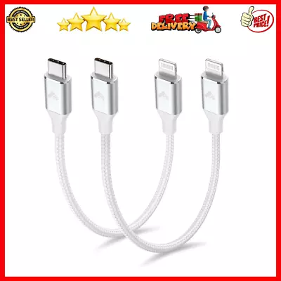 $18.60 • Buy USB C To Lightning Cable, 0.3M 2Pack Short Iphone Charger Cable Apple Mfi Certif