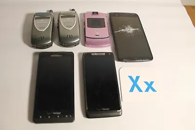 Lot Of 6 Older Verizon Motorola Droid Cell Phones Razr 3 Flip X2 • $29.99