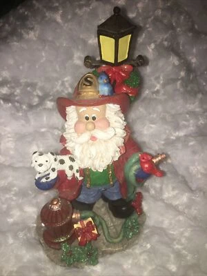 $12.11 • Buy Fireman Santa With Fire Hydrant Lamppost And Dog