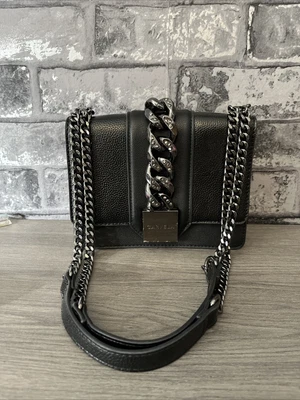 £13.99 • Buy Carvela Black & Silver Shoulder Bag With Rhinestones Chain 