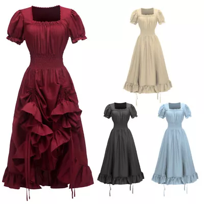 Women Pirate Sleeveless Dress Medieval Victorian Era Pleat Skirts Celtic Ruched • $46.19