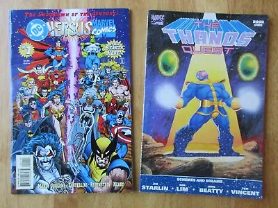 Lot Of *2* KEY Comics! DC VS. MARVEL #1 (NM-/9.0) THANOS QUEST Book 1 (VF-) • $14.49